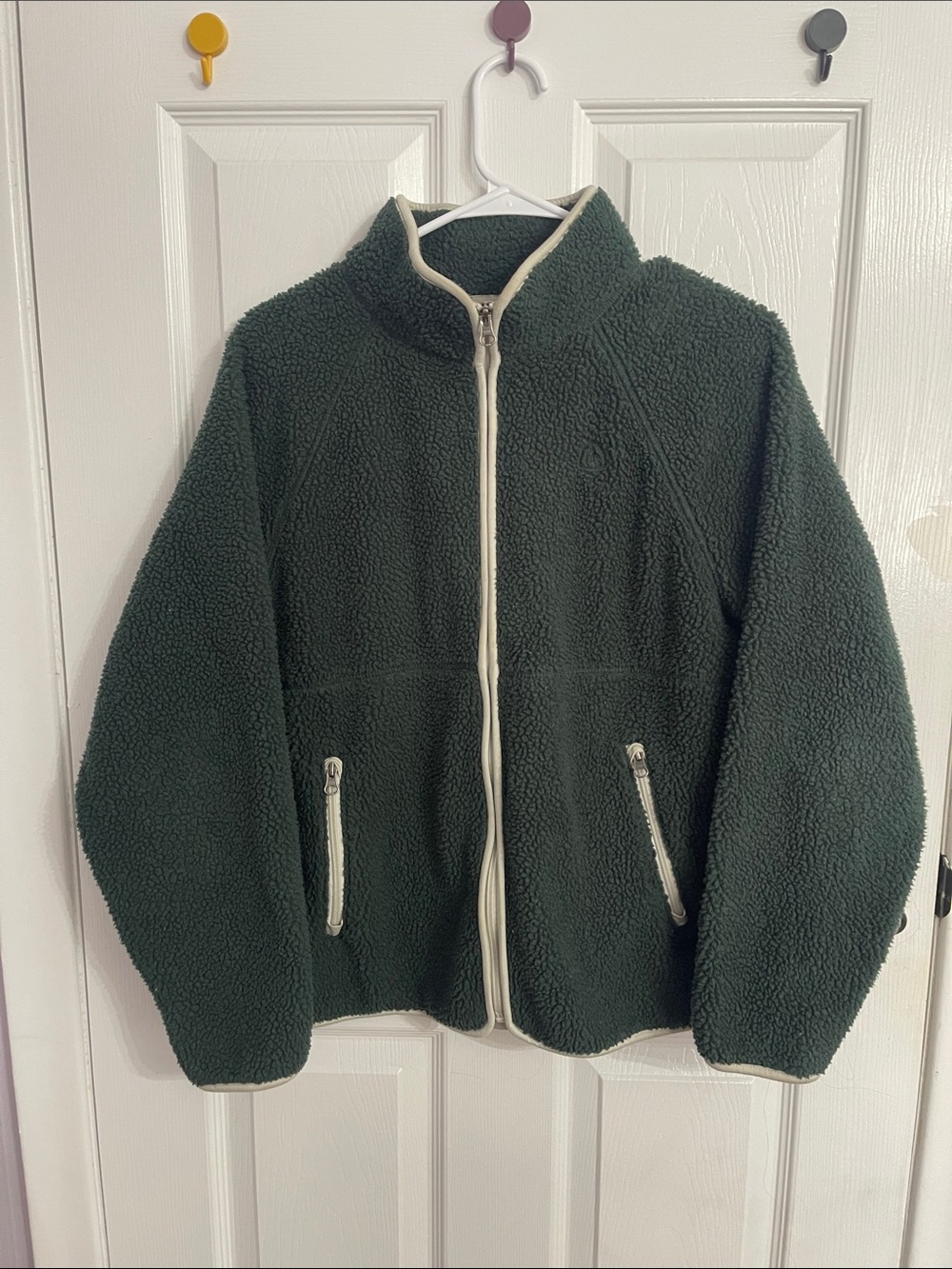 Sierra Designs Dark Green Sherpa Zip-Up Jacket with Contrast Trim
